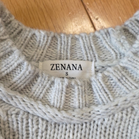 Zenana Outfitters Cable Knit Sweater - Light Gray - Picture 4 of 8